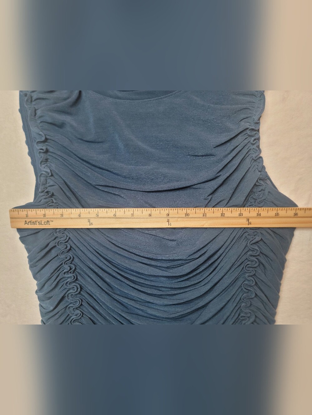 NWT Kobi Halperin Sariyah Shirred Sleeveless Top Sz Lrg Faded Lapis Ruched Top - Picture 6 of 15